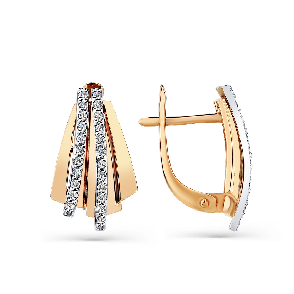 Серьги из золота с камнем Фианит фото, цены