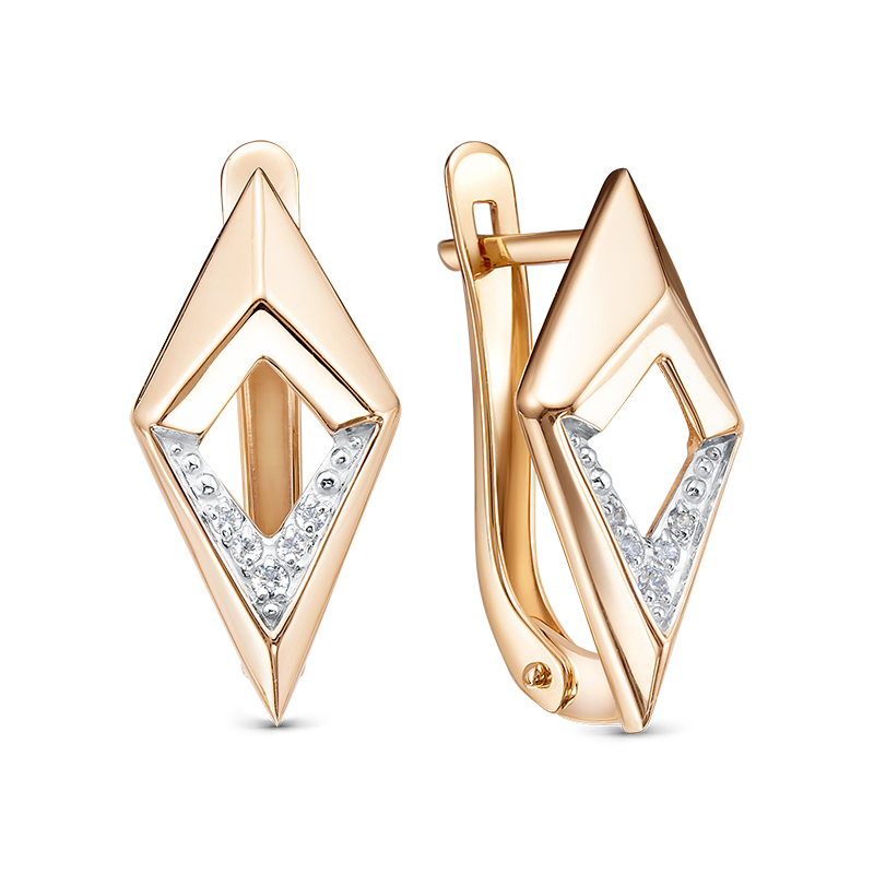 Серьги из золота с камнем Фианит фото, цены