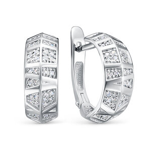 Серьги из серебра с камнем Фианит фото, цены