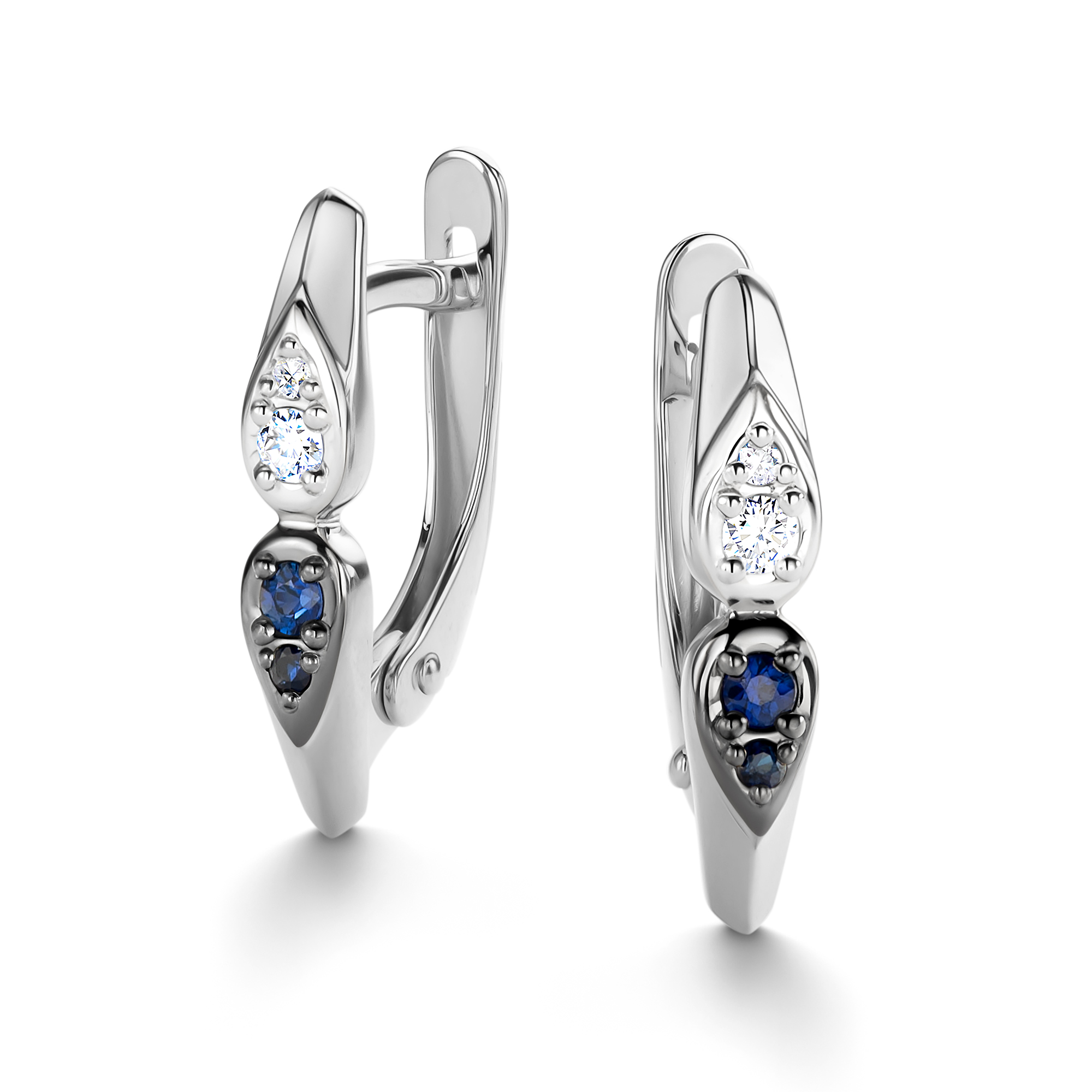 Серьги из золота с камнем Бриллиант, Сапфир фото, цены