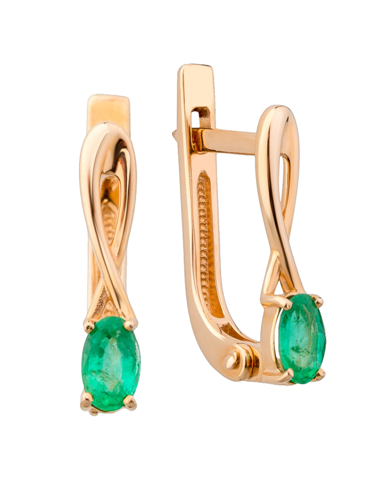 Серьги из золота с камнем Изумруд фото, цены