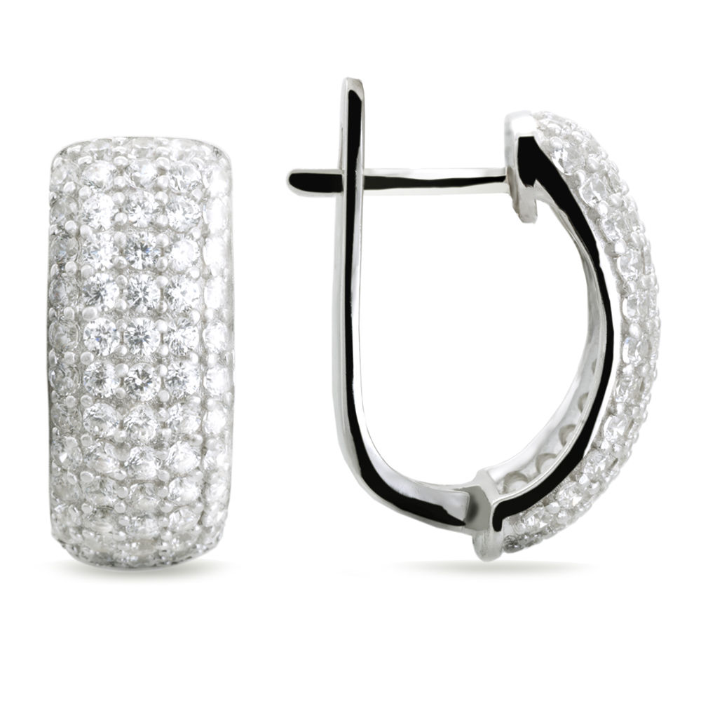 Серьги из серебра с камнем Фианит фото, цены