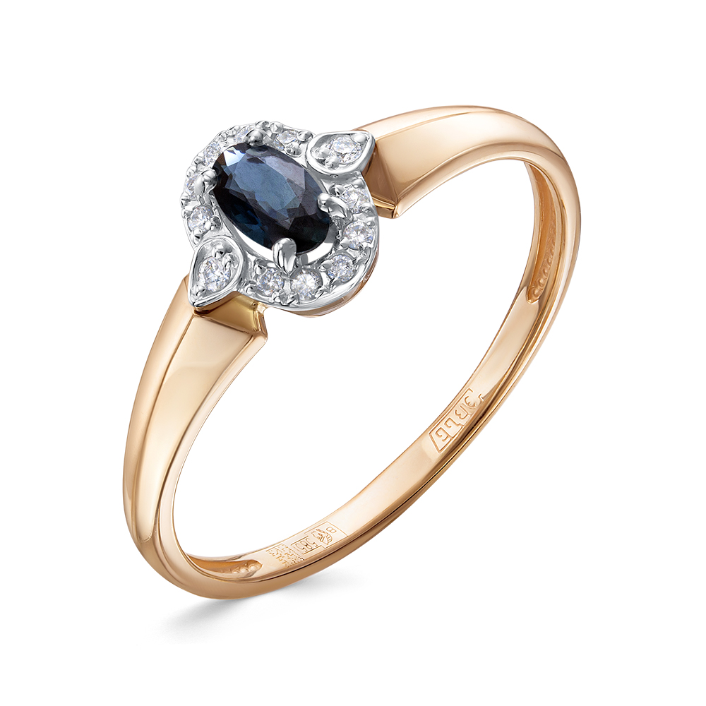 Кольцо из золота с камнем Бриллиант, Сапфир фото, цены