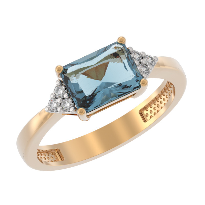 Кольцо из золота с камнем Топаз, Фианит фото, цены