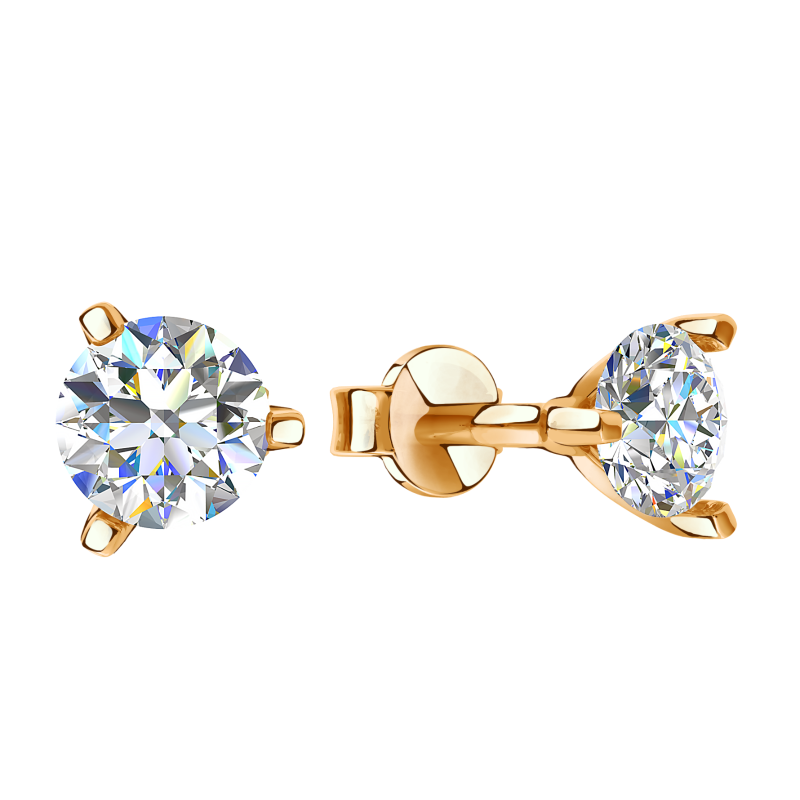 Пуссеты из золота с камнем Фианит фото, цены