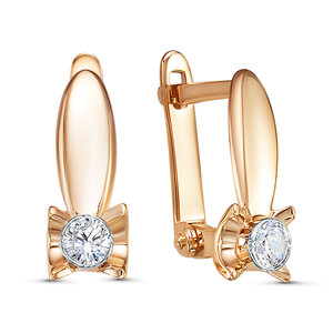 Серьги из золота с камнем Фианит фото, цены