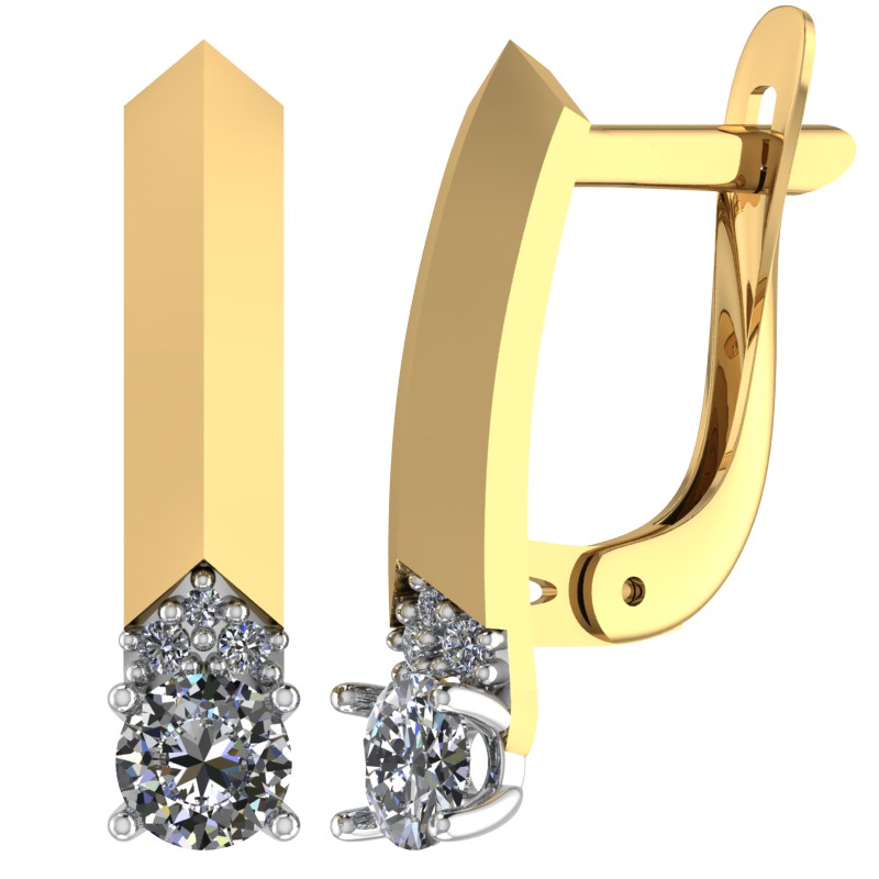 Серьги из золота с камнем Фианит фото, цены