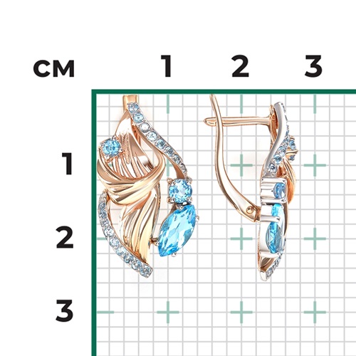 Серьги из золота с камнем Топаз фото, цены