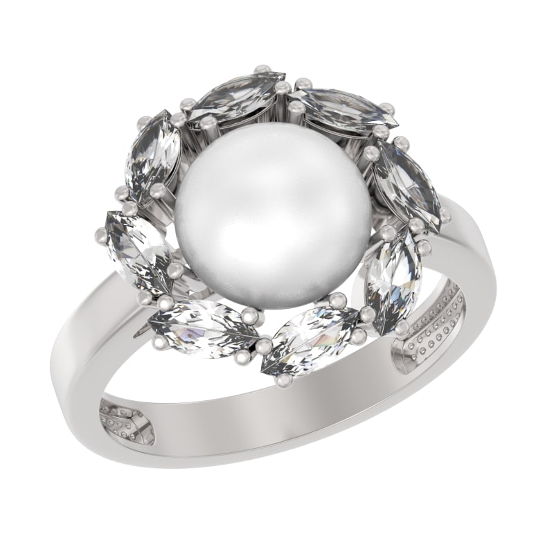 Кольцо из серебра с камнем Жемчуг фото, цены