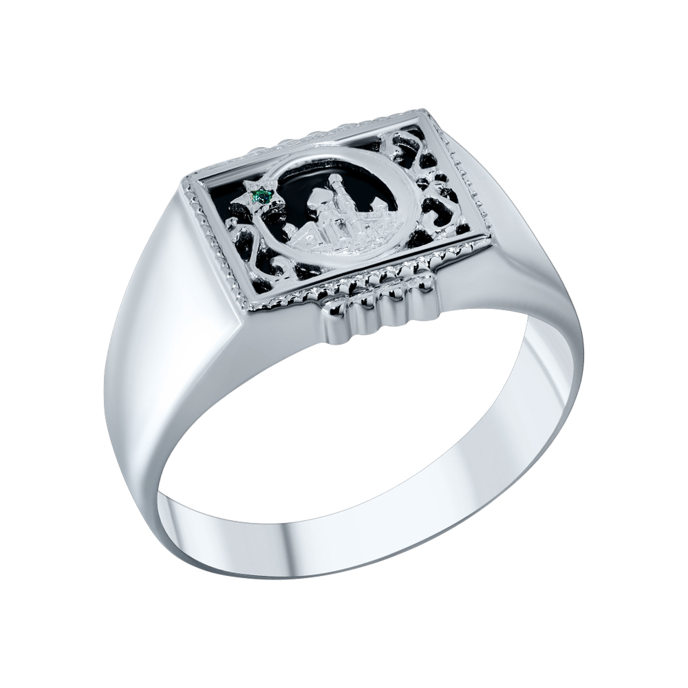 Печатка из серебра с камнем Фианит фото, цены