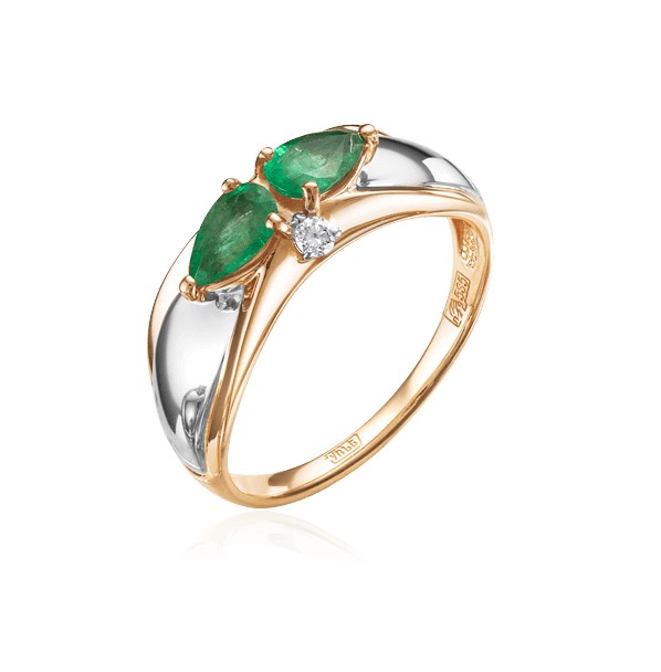 Кольцо из золота с камнем Бриллиант, Изумруд фото, цены