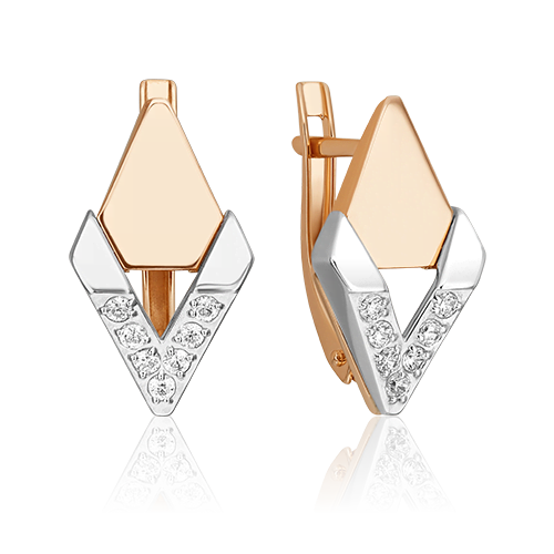 Серьги из золота с камнем Фианит фото, цены