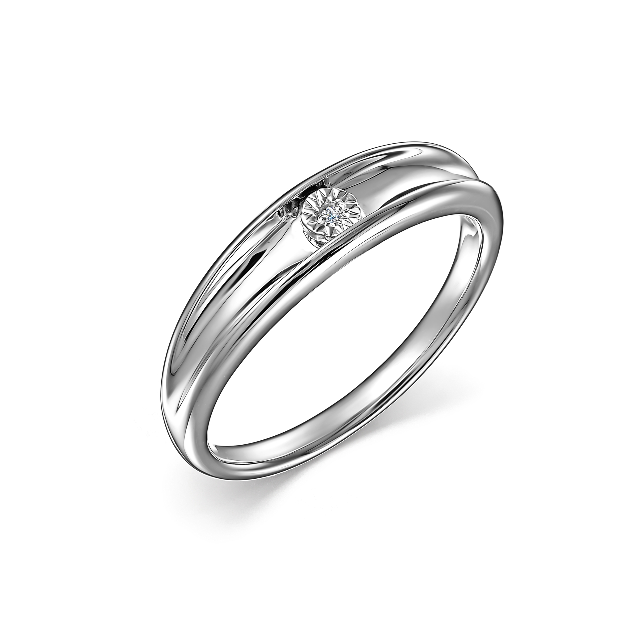 Кольцо из серебра с камнем Бриллиант фото, цены