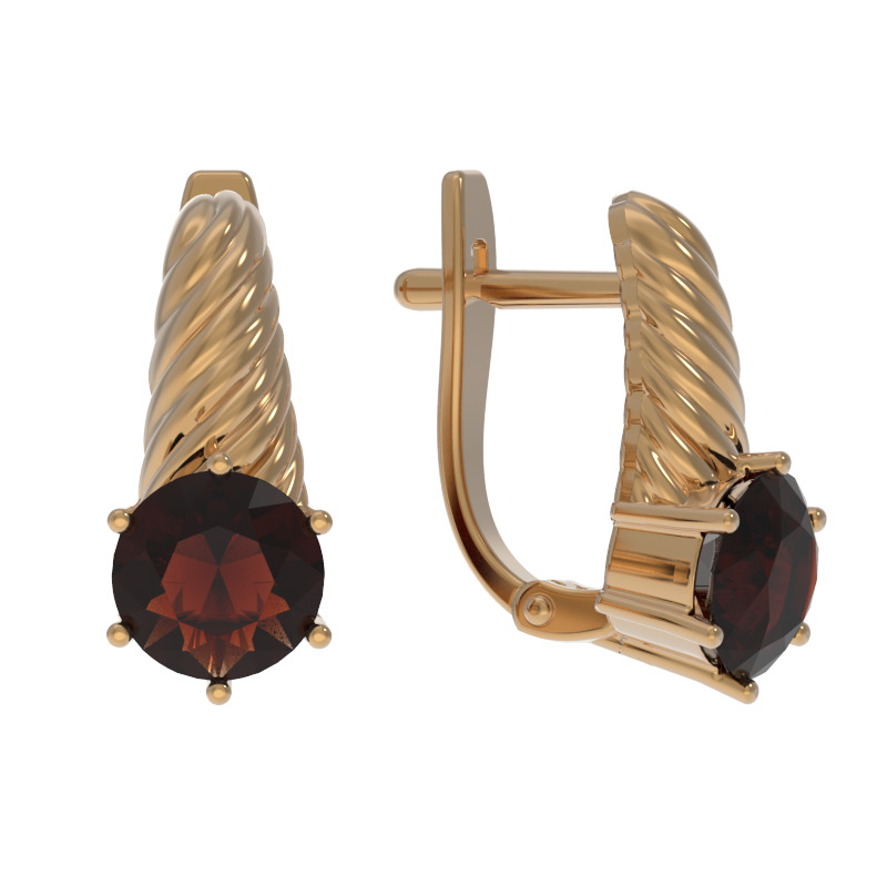 Серьги из золота с камнем Гранат фото, цены