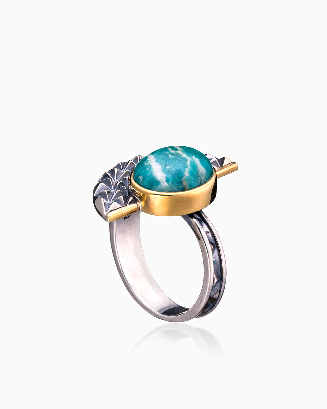 Кольцо из серебра с камнем амазонит фото, цены