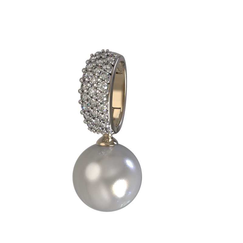 Подвеска из золота с камнем Жемчуг, Фианит фото, цены