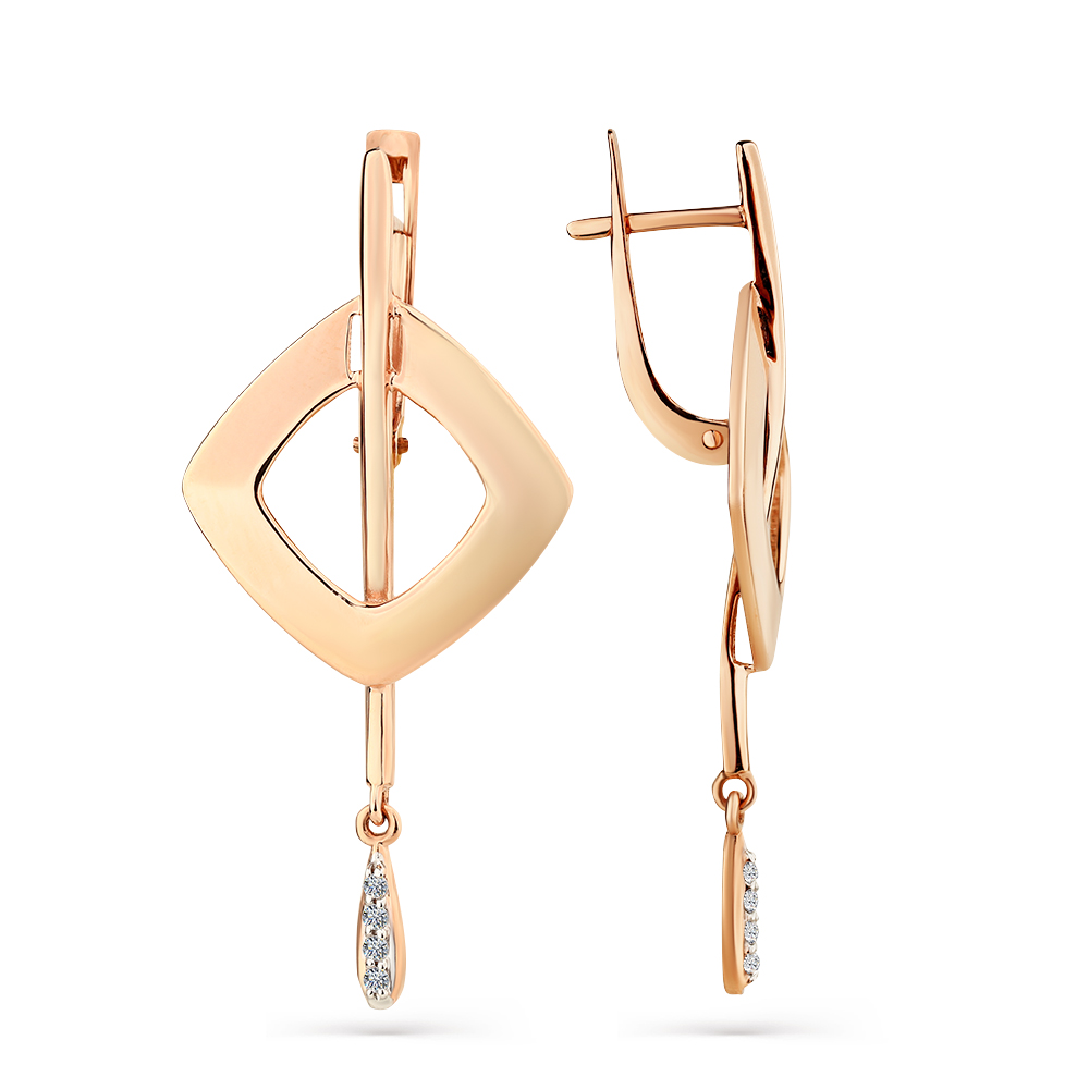 Серьги из золота с камнем Фианит фото, цены