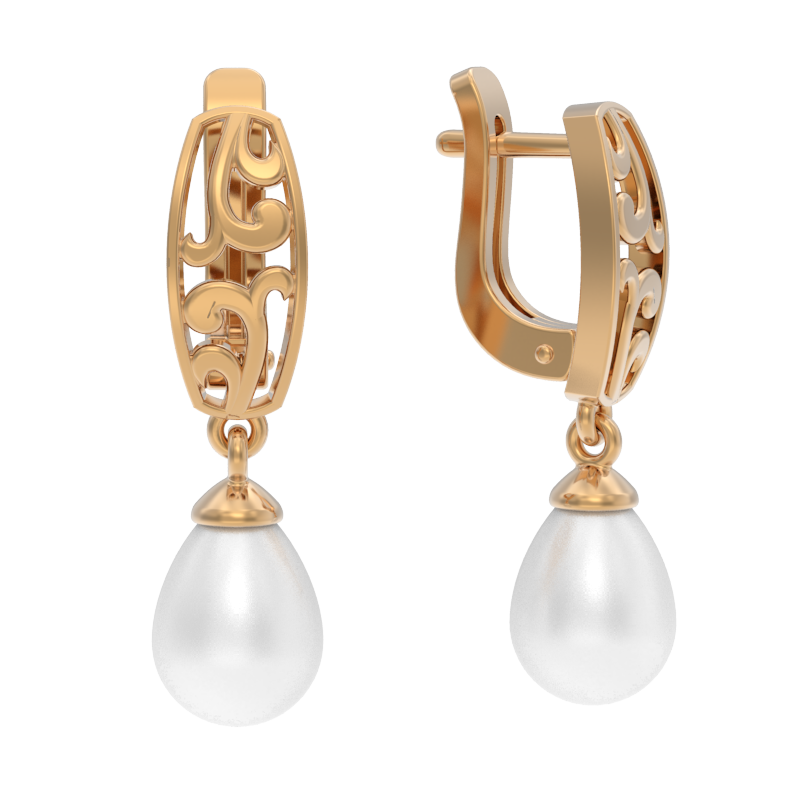 Серьги из золота с камнем Жемчуг фото, цены