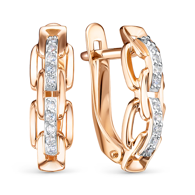 Серьги из золота с камнем Фианит фото, цены