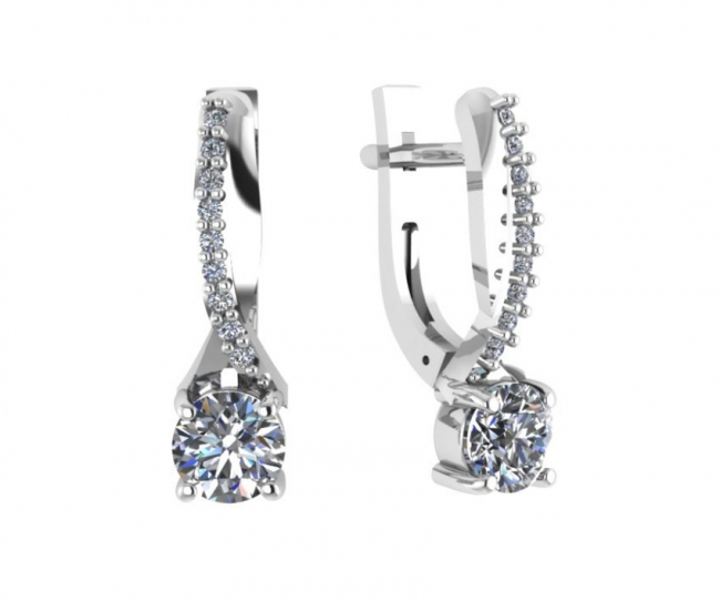 Серьги из серебра с камнем Фианит фото, цены