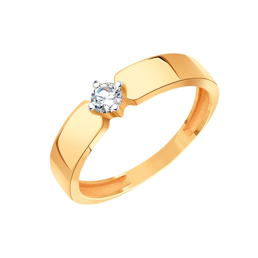 Кольцо из золота с камнем Фианит фото, цены