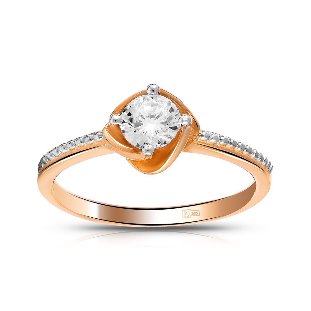 Кольцо из золота с камнем Куб цирконий фото, цены