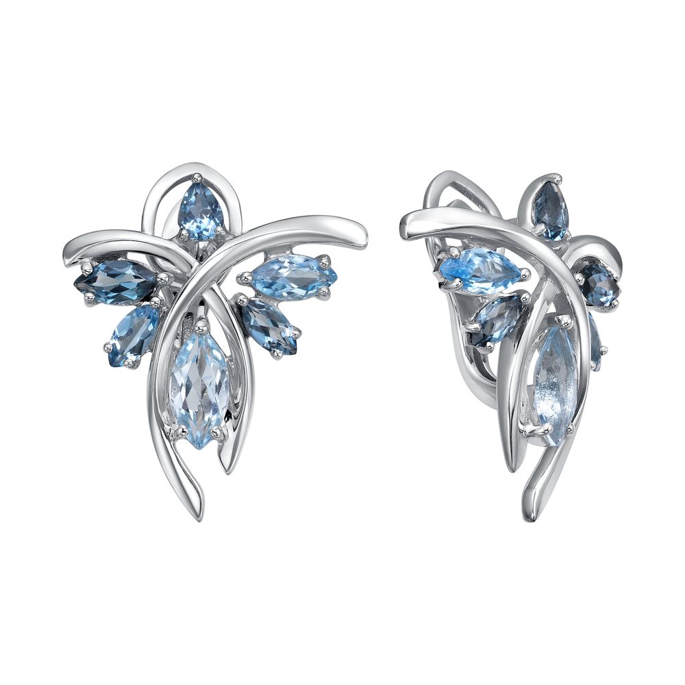 Серьги из серебра с камнем Лондон топаз, Топаз фото, цены