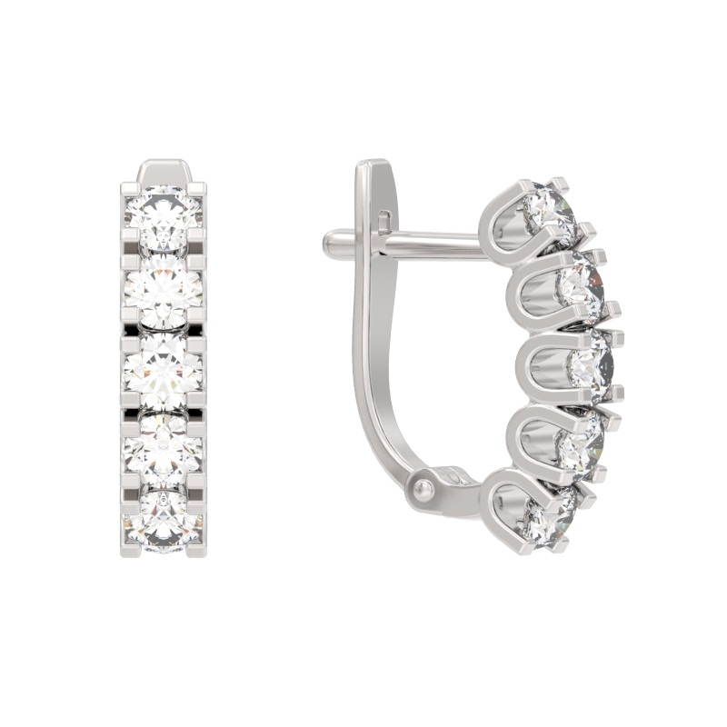 Серьги из серебра с камнем Фианит фото, цены