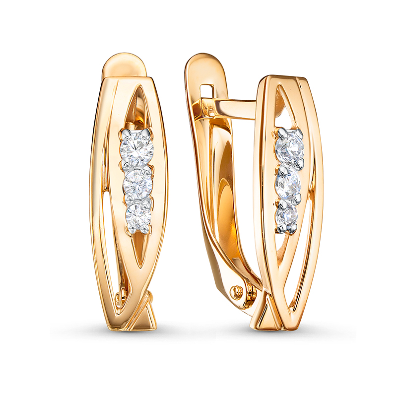 Серьги из золота с камнем Фианит фото, цены