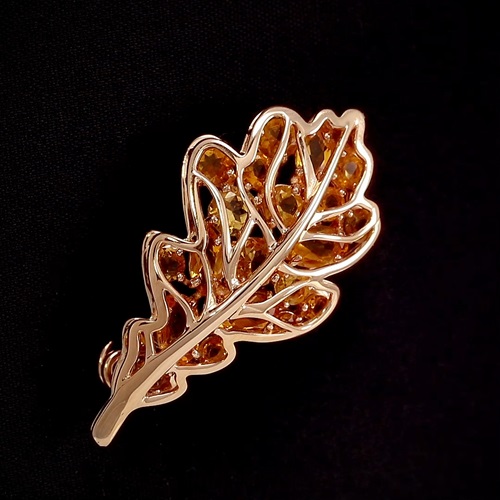 Брошь из золота с камнем Цитрин фото, цены