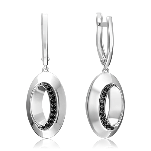 Серьги из серебра с камнем Фианит фото, цены