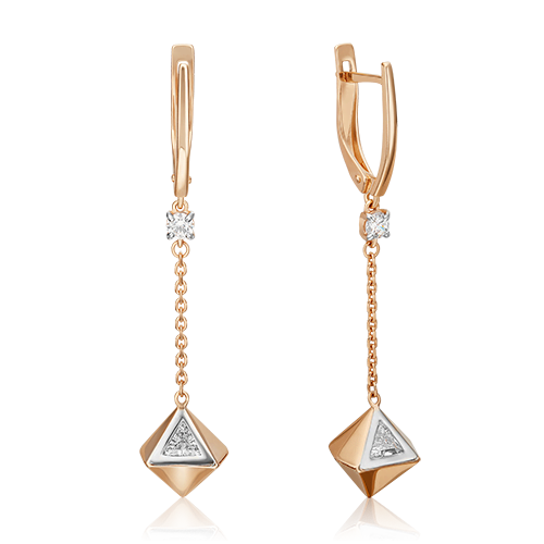 Серьги из золота с камнем Фианит фото, цены