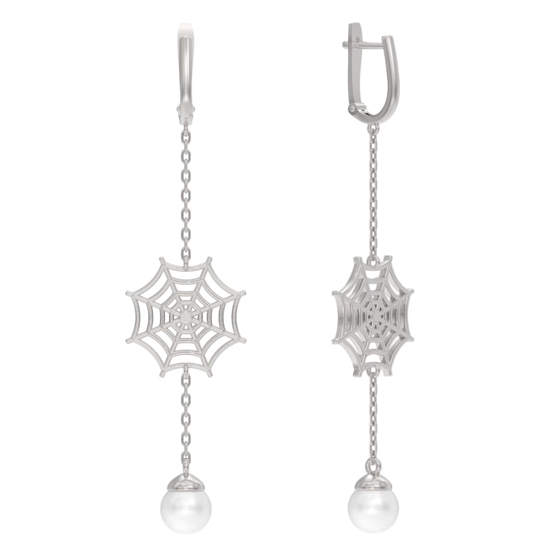 Серьги из серебра с камнем Жемчуг фото, цены