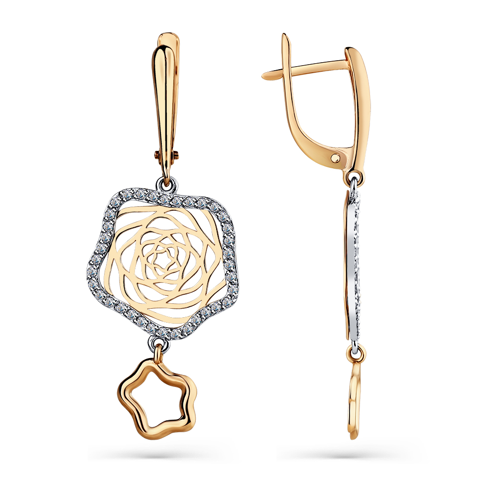 Серьги из золота с камнем Фианит фото, цены