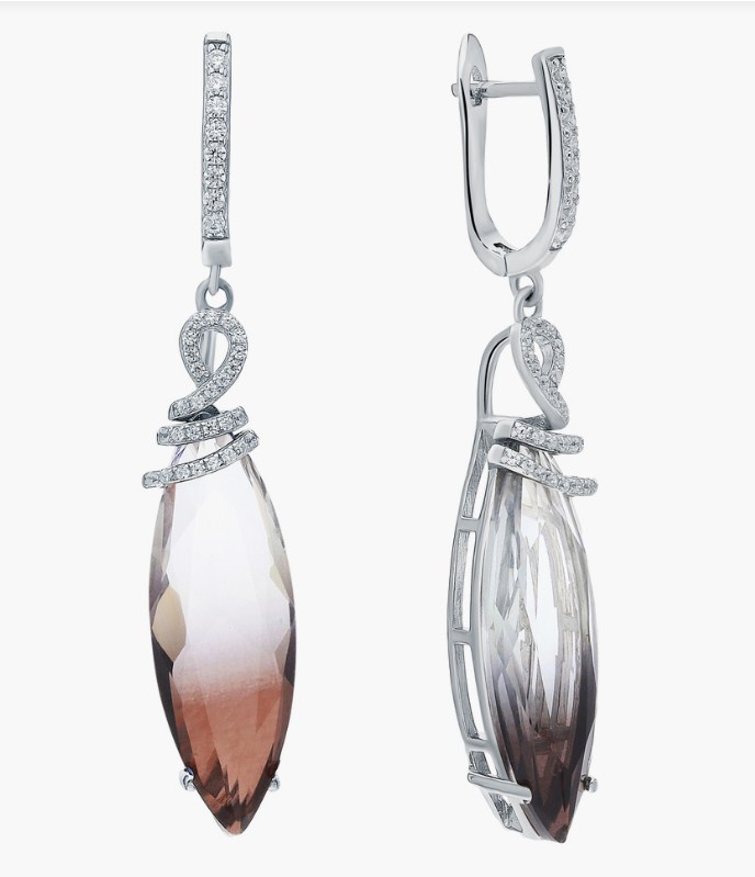 Серьги из серебра с камнем Циркон, Ситалл фото, цены