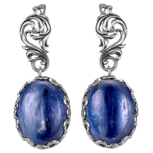 Серьги из серебра с камнем Лазурит синт. фото, цены