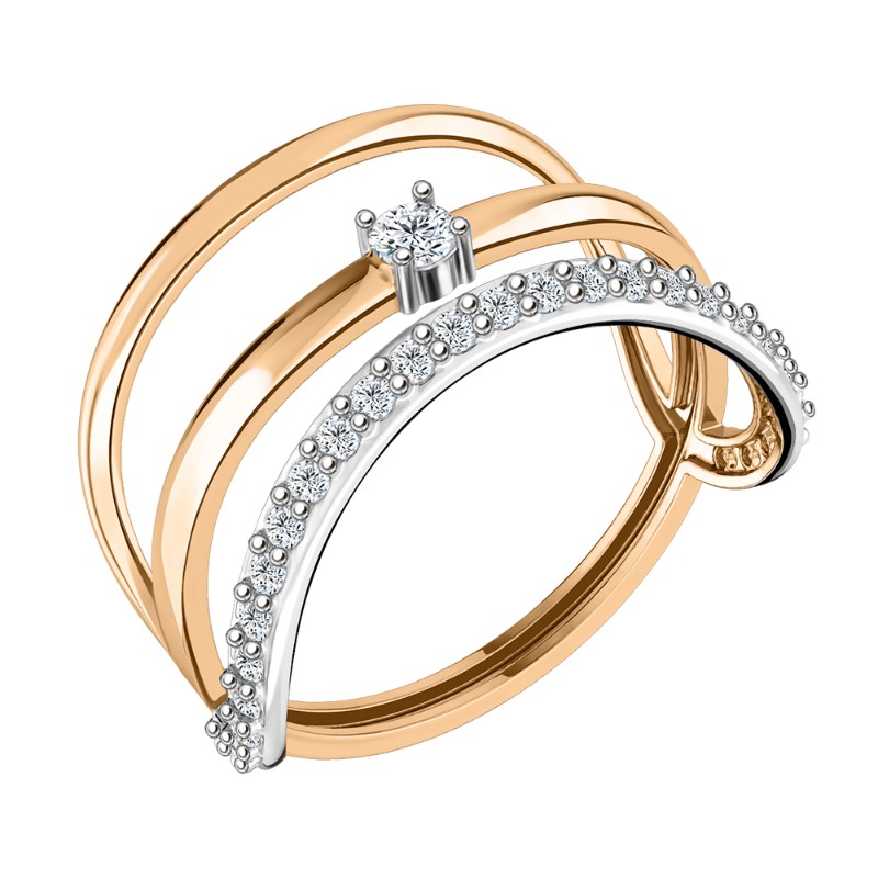 Кольцо из золота с камнем Фианит фото, цены