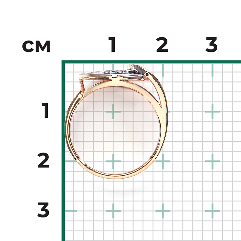 Кольцо из золота с камнем Фианит, вставками эмали фото, цены