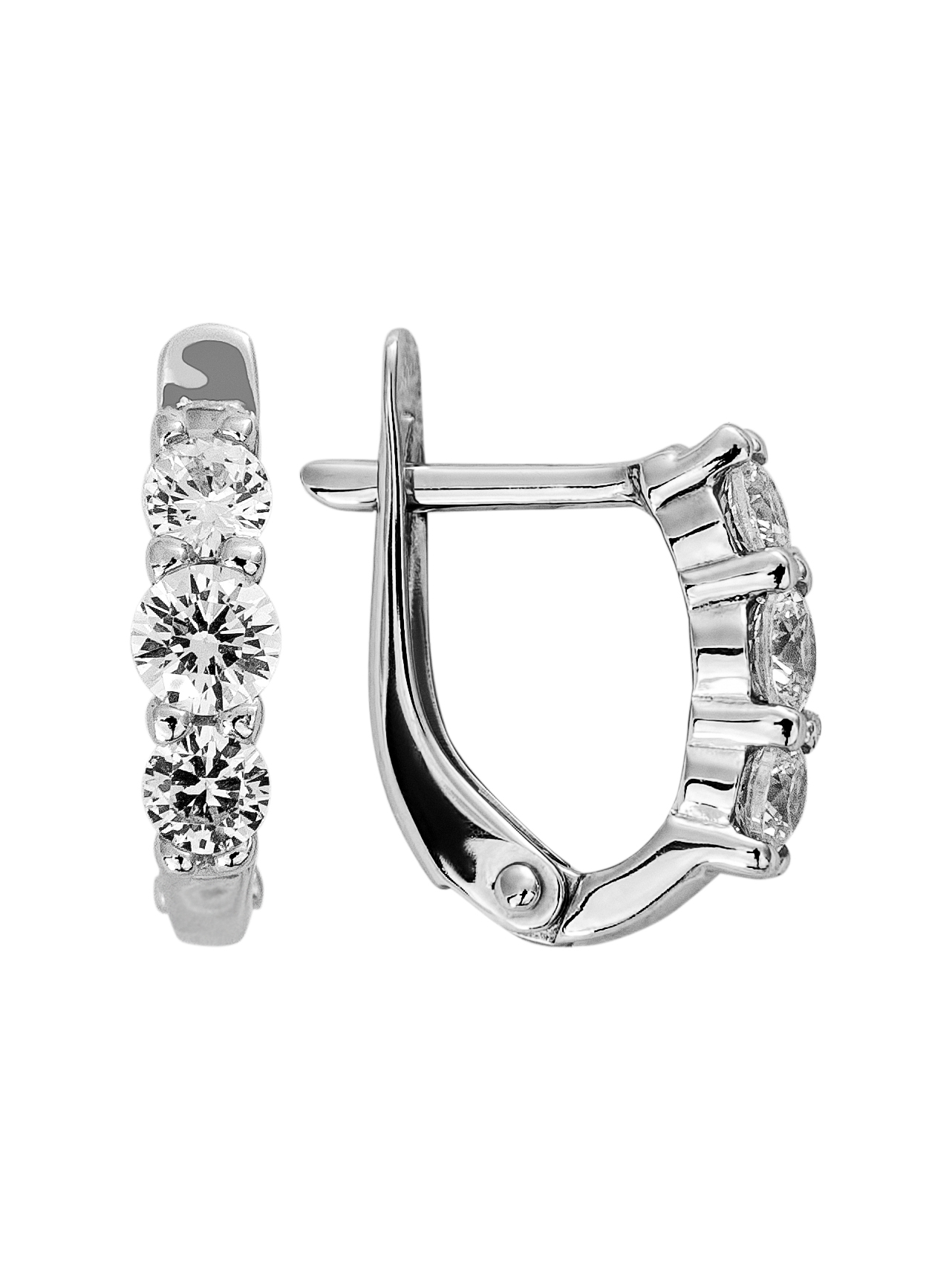 Серьги из серебра с камнем Фианит фото, цены