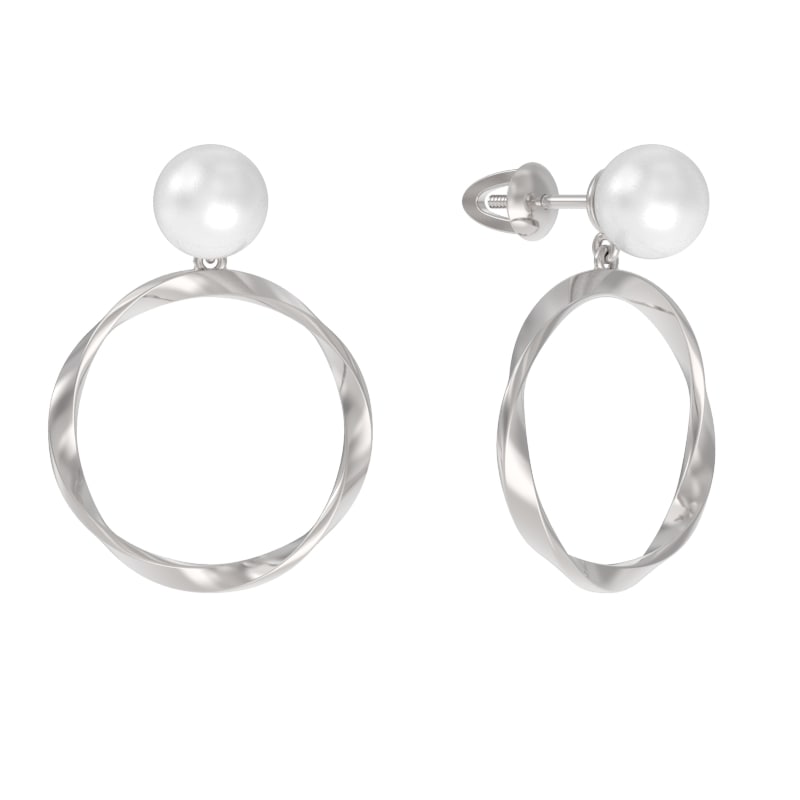 Пуссеты из серебра с камнем Жемчуг иск. фото, цены