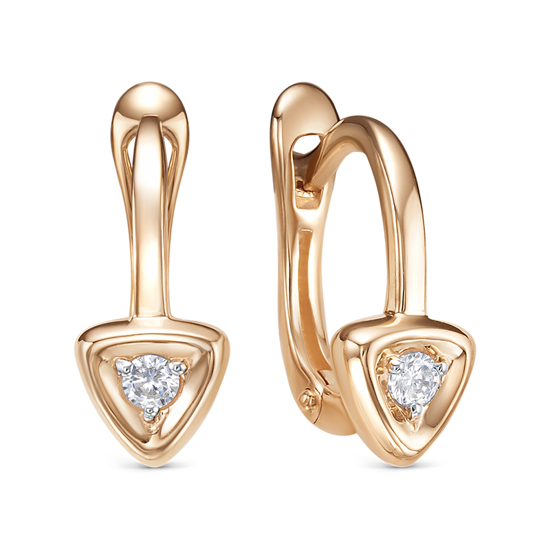 Серьги из золота с камнем Фианит фото, цены