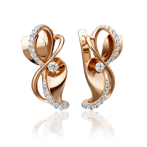 Серьги из золота с камнем Фианит фото, цены