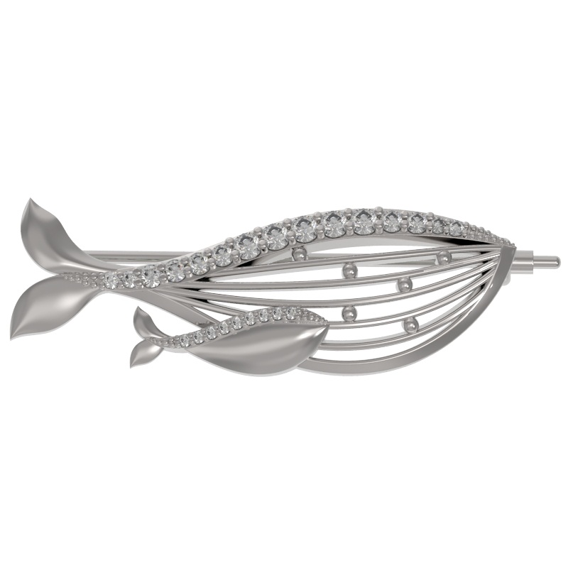 Брошь из серебра с камнем Фианит фото, цены