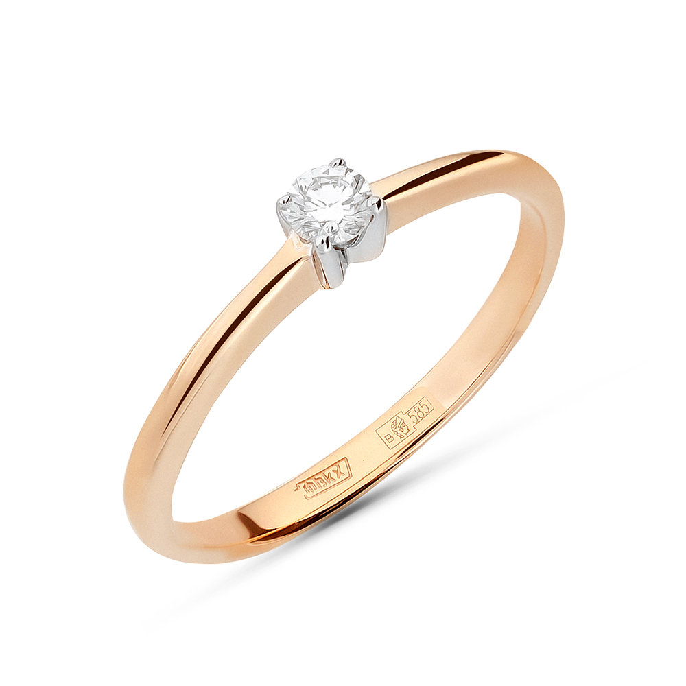 Кольцо из золота с камнем Бриллиант фото, цены