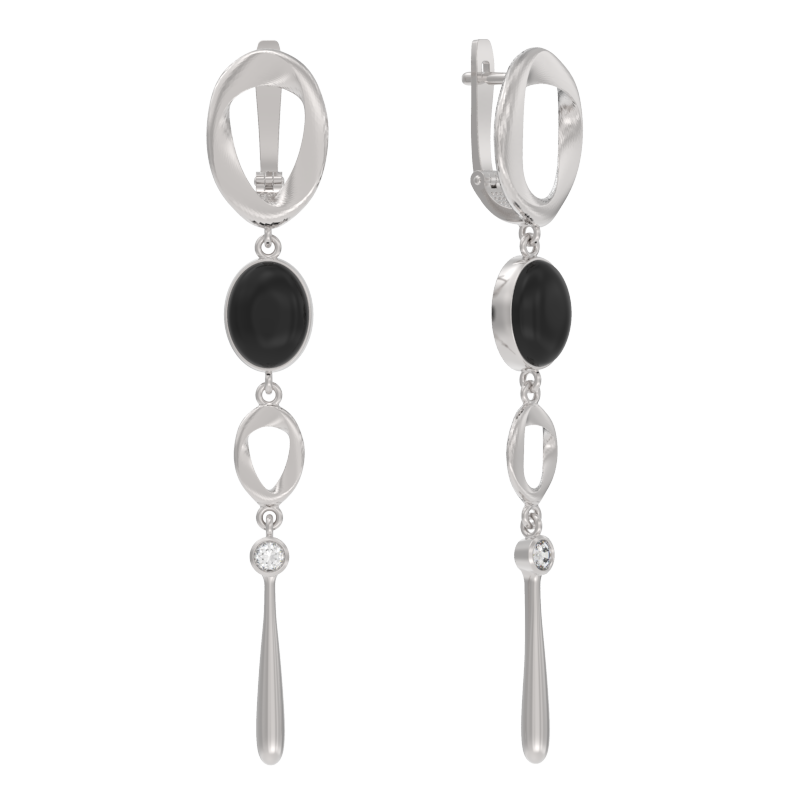 Серьги из серебра с камнем Агат фото, цены