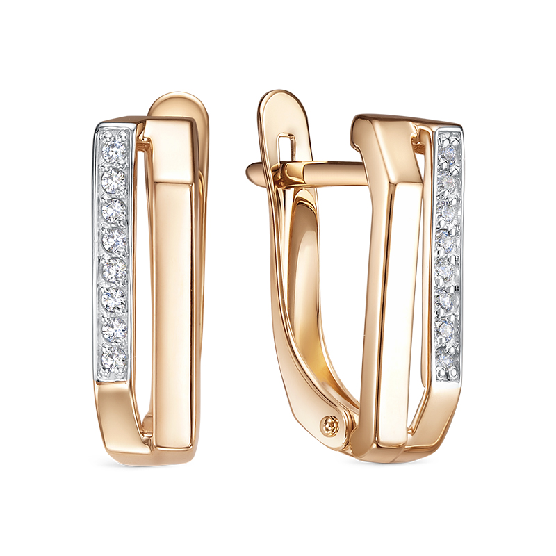 Серьги из золота с камнем Фианит фото, цены