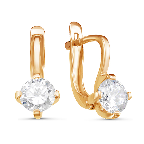 Серьги из золота с камнем Фианит фото, цены