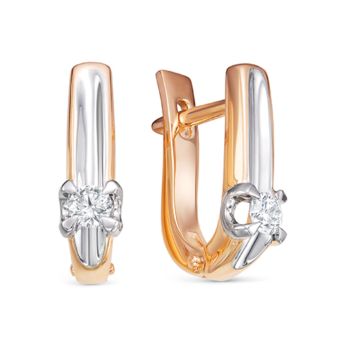 Серьги из золота с камнем Бриллиант фото, цены