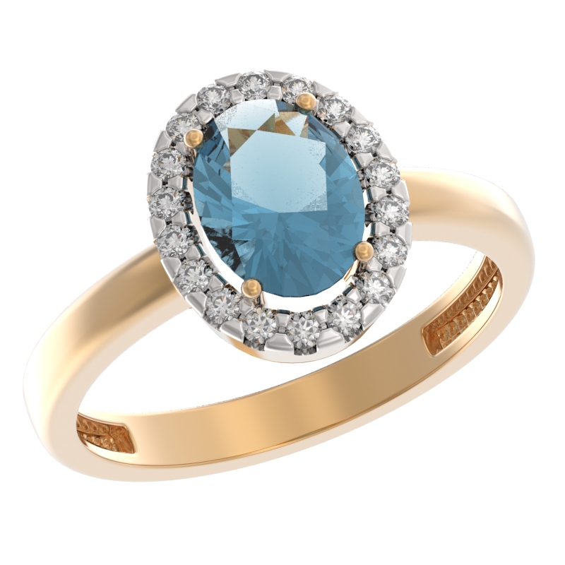 Кольцо из золота с камнем Топаз, Фианит фото, цены