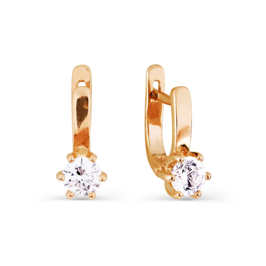 Серьги из золота с камнем Фианит фото, цены